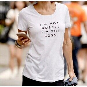 Milly 'I'M NOT BOSSY I'M THE BOSS'  Gray Short Sleeve Round Neck Slub T-shirt